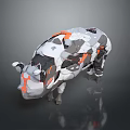 3D Pig Model With Geometric Design And Polygonal White Gray Orange Textured Surface