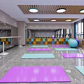 Spacious Fitness Studio With Wooden Ceiling Colored Yoga Mats Exercise Balls Mirrors And Windows