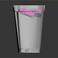 White Paper Cup With Cold Pink Refreshing Drink And Ice Cubes