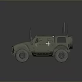 Military Green Armored Tank Featuring Multiple Antennas And White Cross
