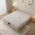 Cozy Mattress On Wooden Bed Frame With Nightstands Table Lamp And Wall Paintings
