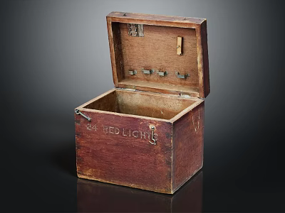 Vintage Wooden Medicine Box with Open Lid and Brass Lock as Household Living Item 3d model