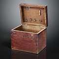 Vintage Wooden Medicine Box with Open Lid and Brass Lock as Household Living Item