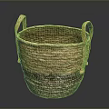 Two Tone Woven Household Storage Basket With Sturdy Handles And Natural Design