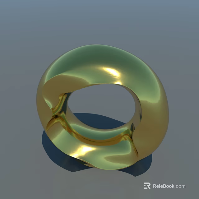 Modern Commercial Landscape Featuring Golden Smooth Circular Sculpture With Shiny Surface 3d model 