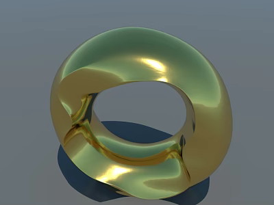 Modern Commercial Landscape Featuring Golden Smooth Circular Sculpture With Shiny Surface 3d model