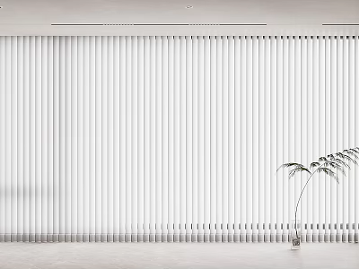 White Venetian Blinds Decor Modern Minimalist Room with Potted Plant 3d model