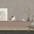 Minimalist TV Stand With Decorative Painting Photo Frame Books Plant Vase And Chair
