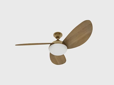 Modern Ceiling Fan With Wooden Blades Gold Base And White Light For Home Decor 3d model