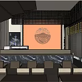 Modern Japanese Restaurant Interior With Marble Counter Seating And Decorative Panel