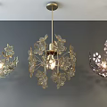 Illuminated Irregular Pendant Lights With Floral Design Hanging On Grey Wall