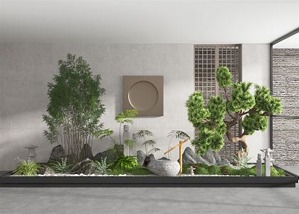 New Chinese style landscape sketch courtyard landscape 3d model