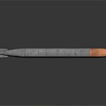Sleek Metal Weapon With Sharp Blade And Copper Head On Dark Background