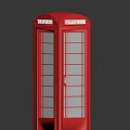 Red Telephone Booth With Glass Panels And Red Frame Structure 3d model