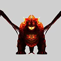 Fiery Red Dragon Game Character With Horns And Lava Inspired Wings