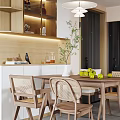 Modern Living and Dining Room Interior With Sofa Coffee Table Rug And Decorative Paintings