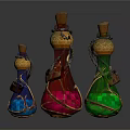 Colorful Decorative Glass Bottles With Cork Stoppers Golden Ropes And Tags
