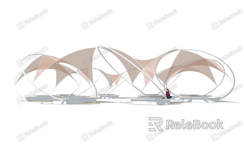 Modern Tensioned Membrane Special-shaped Tensioned Membrane Structure Tensioned Membrane Corridor Curve Sculpture model