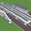 Modern White Transportation Hub With Solar Panel Roof And Railway Tracks Structure