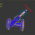 Blue Metallic Industrial Valve With Silver Handwheel And Flange Connection