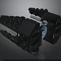 Spacecraft Mechanical Component Design With Black Structure Circular Holes And Blue Sphere