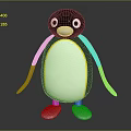 Cartoon Penguin Character 3D Model With Black Head White Belly Yellow Accent Standing Pose