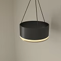 Modern Black Circular Pendant Light With Warm Glow Hanging From Ceiling 3d model