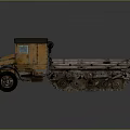 Vintage Orange Tracked Truck With Wooden Bed And Worn Exterior