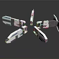Modular Spacecraft Components In Radial Arrangement With White Black Design And Blue Lines