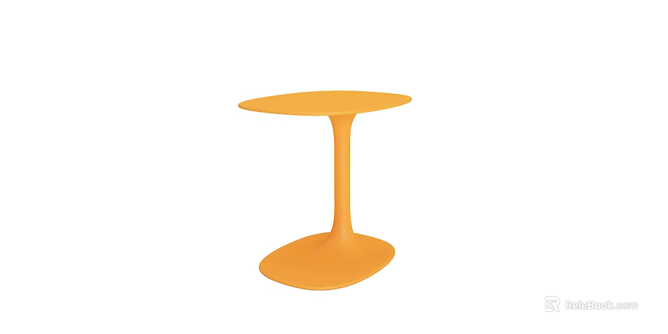 Modern Orange Side Table With Round Top Single Column Support And Oval Base 3d model