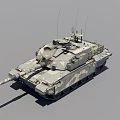 Military Tank Weapon With Camouflage Pattern Main Gun And Antenna Systems