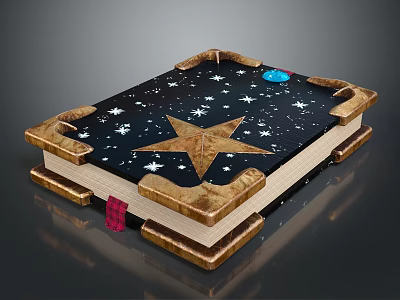 Stacked Decorative Box With Black Star Pattern Golden Frame And Red Accent 3d model