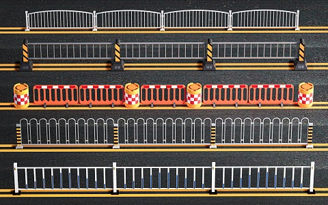 Municipal guardrail road guardrail municipal railing municipal fence 3d model