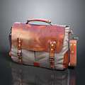 Stylish Leather Fabric Messenger Bag With Brown Accents Gray Body Leather Straps Metal Buckles Handle