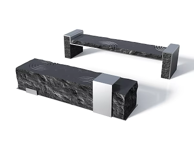 Modern Outdoor Landscape Seats With Stone Texture And Metal Accents Design 3d model