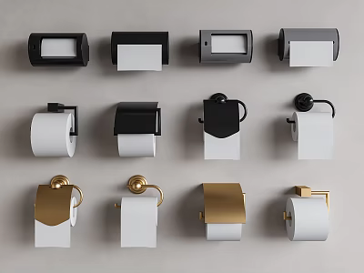 Assorted Bathroom Toilet Paper Holders In Various Styles And Colors 3d model