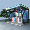 Smart Waste Classification Station With Colorful Bins And Digital Screens 3d model