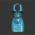 Elegant Turquoise Sleeveless Dress With Ruched Design And Fitted Silhouette