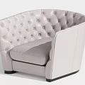 Modern Tufted Light Colored Single Seater Sofa With Armrest And Black Legs 3d model