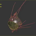 Detailed Spherical 3D Equipment Model With Metal Rods Mechanical Structure And Transparent Surface