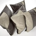Brown And Beige Decorative Throw Pillows With Leather Fabric Geometric Patterns 3d model
