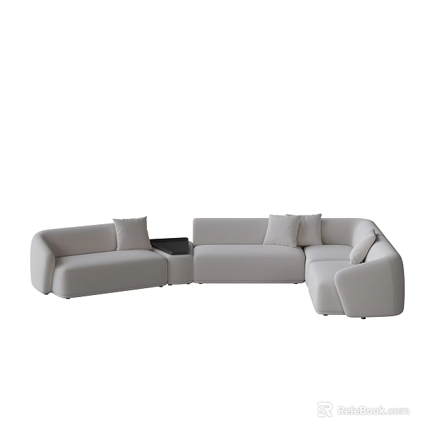 Light Gray Sectional Multi Seat Sofa With Modern Modular Design And Comfortable Cushions 3d model