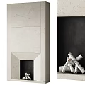 Modern Fireplace Design With White Stone Exterior And Black Interior With Birch Logs