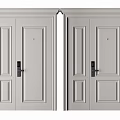 Light Gray Paneled Double Door With Frame And Door Handle 3d model
