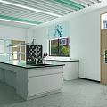 School Modern Laboratory Interior With Functional Lab Tables Cabinets Fume Hoods And Windows