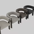 Modern Beige Armchair with Curved Dark Armrests and Comfortable Upholstery