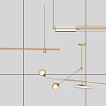 Elegant Modern Chandeliers With Metal Frame Linear And Spherical Bulbs For Interior Design 3d model