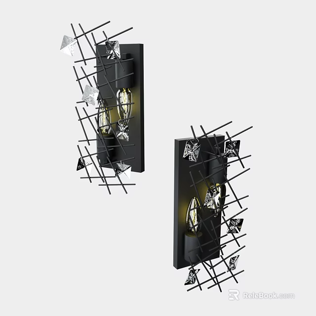 Modern Black Wall Sconce With Crystal Accents For Contemporary Home Lighting 3d model 