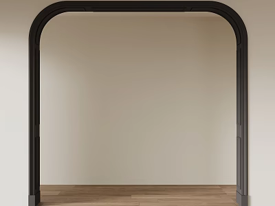 Black Arched Door Frame In Modern Interior With Light Walls And Wooden Floor 3d model