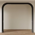 Black Arched Door Frame In Modern Interior With Light Walls And Wooden Floor